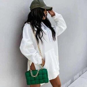 Oversized Hoodie Dress Pullover Sweatshirt Tops Kangaroo Pocket Sweater